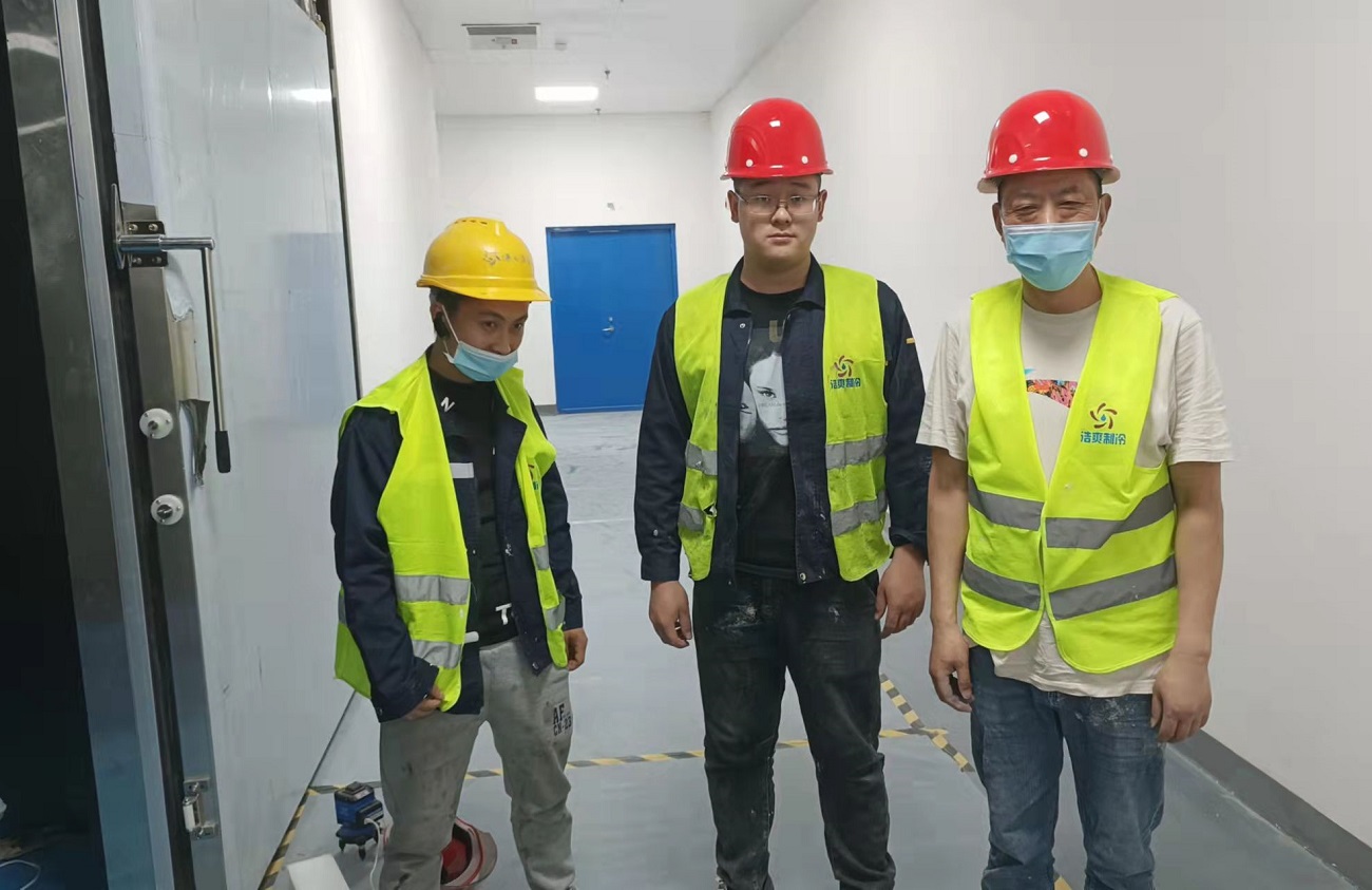 圖為浩爽工人正在建造種子冷庫